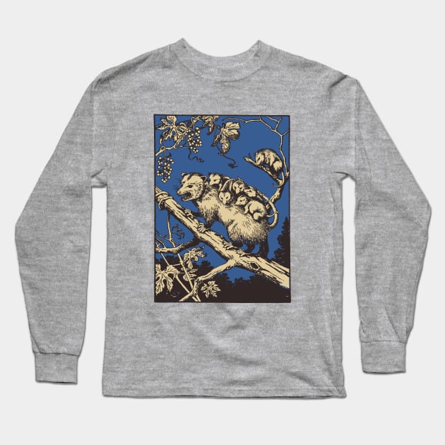 Opposum vintage engraving Long Sleeve T-Shirt by Dystopianpalace